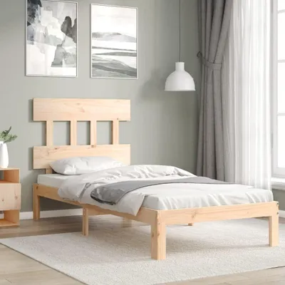 Produktbild von Bettgestell aus massivem Kiefernholz ohne Matratze für Einzelbett