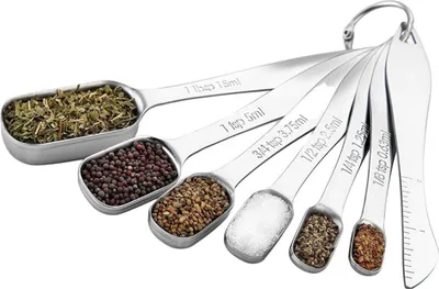 Produktbild von 6 Stück Set Edelstahl Messlöffel Für Küche Backen Kochen, 0,63 Bis 15ml Teelöffel & Esslöffel Messlöffel Für Trockene & Flüssige Zutaten
