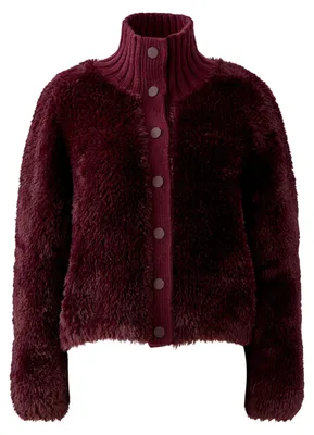 Produktbild von Oui Damen Jacke aus kuscheliger Garnmischung, nahtlos gestrickt, verkürzte Länge, Brombeere, Gr. 40