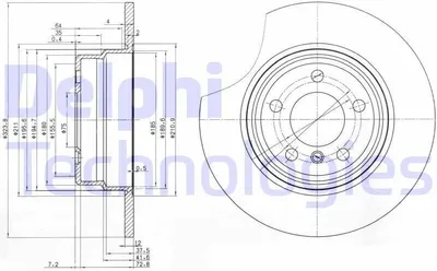 Produktbild von 2x DELPHI Bremsscheibe BG3629 für BMW X5 (E53) 80mm 324mm