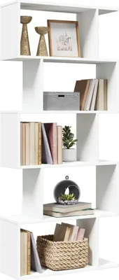 Produktbild von "2026 Promotion" Raumteiler Bücherregal - Standregal - Aktenregal - 5-stufig Weiß 70x24x161 cm - Holzwerkstoff - Wohnzimmerschrank CC31916