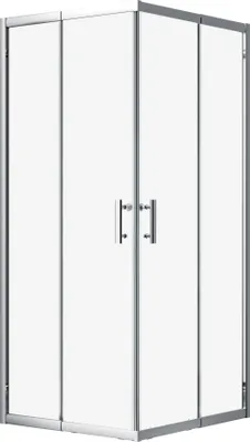 Produktbild von Kabina prysznicowa natryskowa kwadratowa chrom 90x90x190 cm, drzwi rozsuwane, przezroczyste szkło hartowane 6 mm, metalowe uchwyty | BADLAND HELA