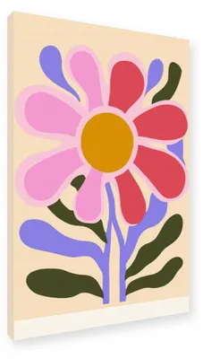 Productafbeelding van Abstracte Bloem Schilderij - Wanddecoratie Canvas op Frame 40x60 cm