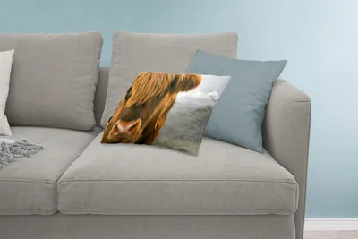 Produktbild von MuchoWow® Zierkissen Sofakissen Wohnzimmer Dekokissen 60x40 cm Schottisches Hochlandrind - Natur - Porträt - Kopfkissen - Polster mit Foto