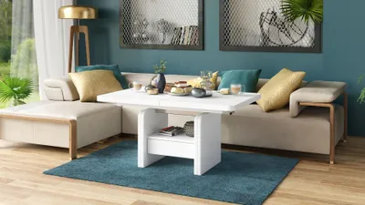 Produktbild von Design Couchtisch Lexus höhenverstellbar ausziehbar Esstisch Schublade
