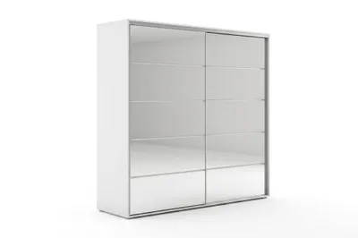 Zdjęcie produktu dla Szafa A19 biała, przesuwna z lustrem - 230 x 62 x 215 cm