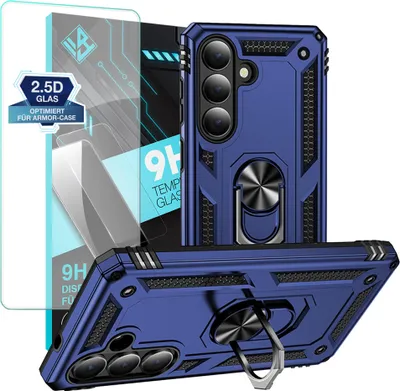 Produktbild von Armor Outdoor Handyhülle für Samsung Galaxy S26 Handy Panzer Case Schutzhülle mit 9H Displayglas Displayschutz Farbe: Blau