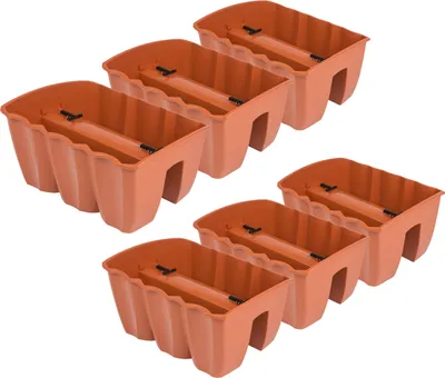 Produktbild von 6x Blumenkasten 40cm Hängetopf Blumentopf Balkontopf Geländertopf DCRO Terrakotta