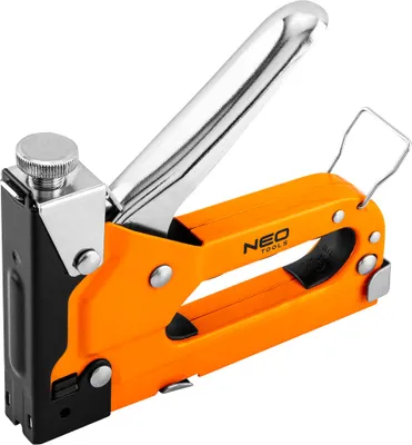 Produktbild von NEO TOOLS Möbelhefter, Handtacker, Werkzeugtacker multifunktional, 3 in 1, 4-14 mm, für Heftklammern Typ G, L, E, Aluminiumkörper, profilierter Griff mit Kunststoff überzogen