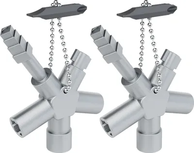 Image de ABSINA 2x Clé universelle de construction avec 6 profils - Clé triangulaire Clé carrée Clé pour armoire électrique Clé universelle