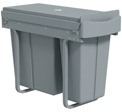 Immagine prodotto di Contenitore estraibile per rifiuti da 30 litri, con 2 scomparti – Grigio | Colore: Grigio | Dimensioni: 26x52x40,8 cm