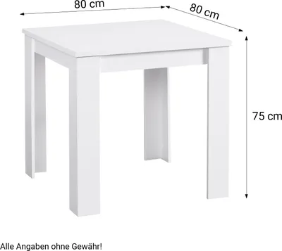Image de Table à Manager Table Salle a Manger 80x80 cm Table de Cuisine en Bois Blanc