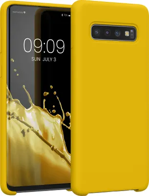 Produktbild von kwmobile Hülle kompatibel mit Samsung Galaxy S10 Hülle - Silikon Handy Case - Handyhülle weiche Oberfläche - kabelloses Laden - Strahlend Gelb