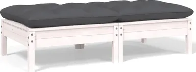 Produktbild von 2-Sitzer-Gartensofa mit Kissen Weiß Massivholz Kiefer