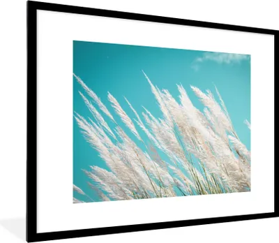 Produktbild von MuchoWow® Gerahmtes Poster Pampasgras - Pflanze 80x60 cm - Poster mit Schwarzem Bilderrahmen Wandposter Rahmen Foto Bilder - Schlafzimmer-Dekorationen - Fotoposter