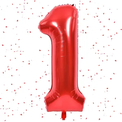Rote Ziffer-1-Folienballon 101 cm, Geburtstagsdeko
