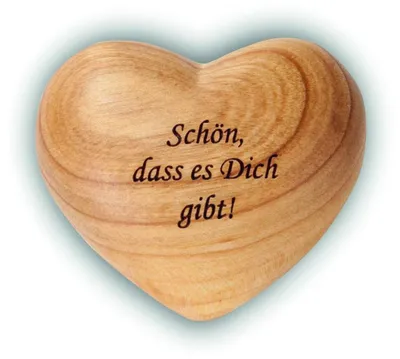 Produktbild von Holzherz mit Gravur und Spruch
