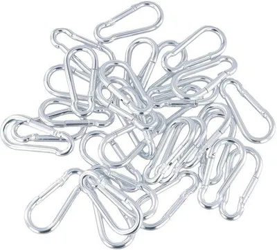Produktbild von Karabinerhaken, 60 Stück - 6 x 60 mm - Belastbarkeit bis 100 kg - Verzinkter Stahl - Schnappverschluss - Leicht und vielseitig - Haken