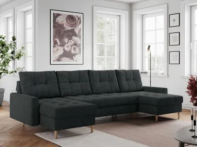 Produktbild von Ecksofa U-form mit Schlaffunktion, Bettkasten, Couch Sofa - COLIN U - Dunkelgrau
