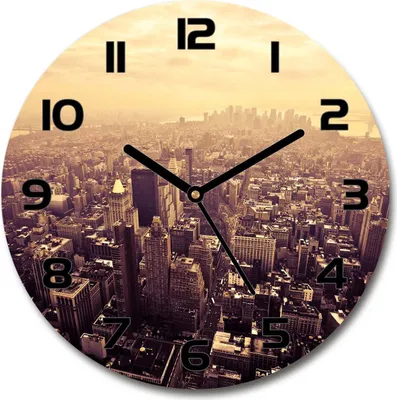 Produktbild von Wanduhr aus Glas 30fi Glasbild Glasuhr Gehärtetes Glas - schwarze-zeiger - Manhattan New York