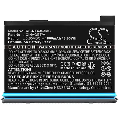 A product shot of a battery pack with text labels.