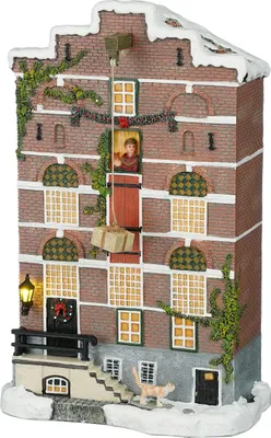 Produktbild von LuVille Weihnachtsdorf-Miniatur Lagerhaus-Fassade - L19 x B11 x H29 cm