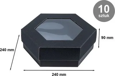 Produktbild von Wellpappschachteln, schwarz, 240 x 240 x 90 mm, Deckel mit Sichtfenster, 10 Stück