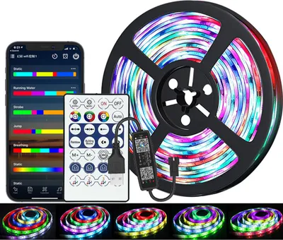 Zdjęcie produktu dla Synchronizacja muzyki, zmiana kolorów, sterowanie aplikacją, paski RGB do dekoracji pokoju, domu, imprezy