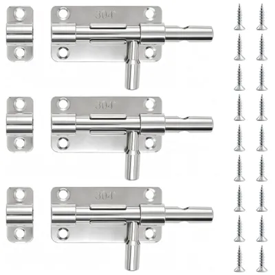 Obrázok produktu pre 3 kusy zámkov na dvere, nerezové dverové zámky, 68x32 mm, strieborné