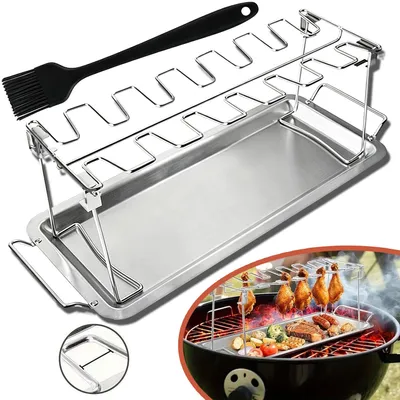 Produktbild von Hähnchenschenkel Halter, Edelstahl Chicken Rack Hähnchenkeulenhalter für 14 Hähnchenkeulen Grill Spülmaschinenfest