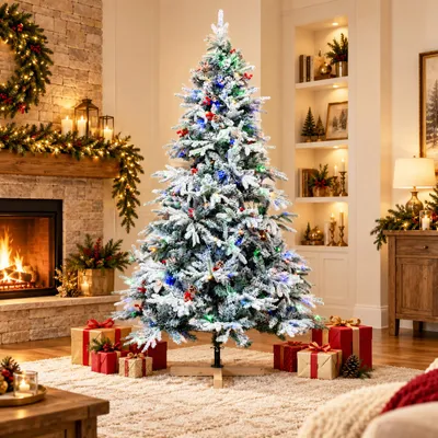 Productafbeelding van HOMAVO Kunstkerstboom 180 cm met LED verlichting voor thuis tuin hotel en kerstfeesten