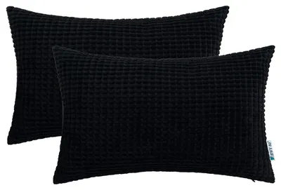 Kissenbezüge 30x50 cm, Corduroy, Schwarz, 2 Stück, weich