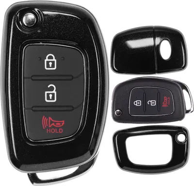 Produktbild von Auto Schlüssel Kunststoff Hülle ABS Plastik Schutz Cover Schwarz kompatibel mit Hyundai i20 i30 ix35 i40 Santa Fe Tucson Klappschlüssel