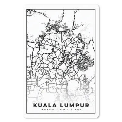 Produktbild von MuchoWow® Mauspad Mousepad Kuala Lumpur - Karte - Stadtplan - Schwarz und weiß 18x27 cm - Mousepads - Maus Mat - Pad - Mausunterlage