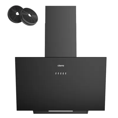 Image de CIARRA, hotte aspirante sans raccordement, 60 cm, 674 m³/h, classe énergétique A+++, fonctionnement par ventilation et par recyclage, hotte inclinée, noire, modèle VMB6762A