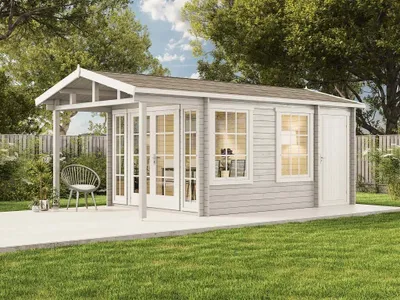 Produktbild von Alpholz Gartenhaus Kim-Avant 40 aus Holz Holzhaus Inklusive: Terrasse Blockbohlenhaus