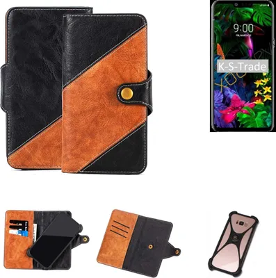 Produktbild von K-S-Trade Handyhülle Schutzhülle Bookstyle Case Wallet-Case kompatibel mit LG Electronics G8 ThinQ Handy Cover Bumper Klapphülle schwarz hellbraun