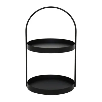 Produktbild von Etagere MARIT schwarz aus Metall modernes Design H46cm Metalletagere mit Griff