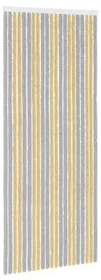 Image de Rideau anti-insectes vidaXL en chenille, gris et beige, 90 x 220 cm