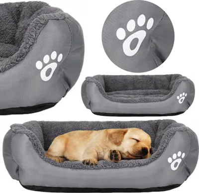 Produktbild von Hundebett Hundekorb Hundekissen Hundesofa Katzenbett Schlafplatz, Grau, L (60x45cm)