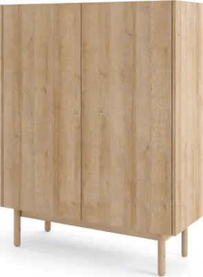 Produktbild von Masseno Kommode BOLOGNA 97 cm Highboard mit 2 Türen für Wohnzimmer Schlafzimmer Modern 97x37x122 cm Eichefarben / Eichefarben