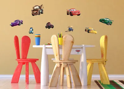 Zdjęcie produktu dla Naklejka ścienna Disney Cars czerwona, niebieska i zielona – 600123 – 42,5 x 65 cm