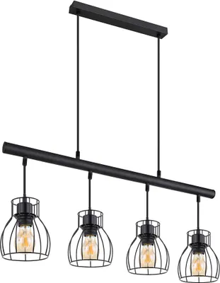 Produktbild von Hängeleuchte, 4-Flammig, Käfig-Design, schwarz, L 77 cm