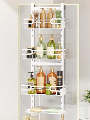 Produktbild von Duschablage Duschregal Duschkorb - Über die Tür - 4 Ebenen - 22 Haken - Edelstahl