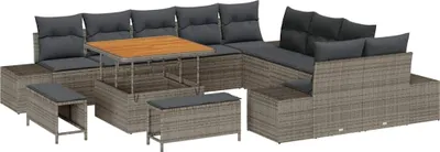 Immagine prodotto di Set da giardino composto da 13 pezzi, colore grigio, in rattan sintetico