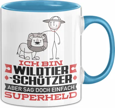Produktbild von Wildtierschützer Geschenk Tasse Ich Bin Wildtierschützer Aber Sag Doch Einfach Superheld Lustige Geschenkdiee für Wildtierschützer Kaffee-Becher (Blau)