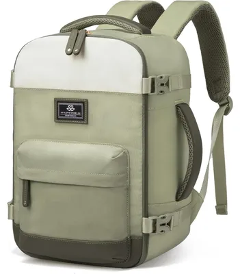 Immagine prodotto di Zaino da cabina, 40x20x25 cm, beige, verde, zaino da viaggio, adatto per l'aereo, da donna, 20L