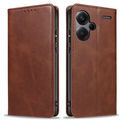 Produktbild von Handyhülle für Xiaomi Redmi Note 13 Pro+ 5G Kunstleder Flip Cover Hülle Klapphülle Case Kartenfach Farbe: Dunkelbraun