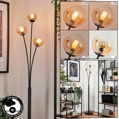 Produktbild von Lerici Stehlampe aus Metall/Glas in Schwarz/Bernsteinfarben/Klar