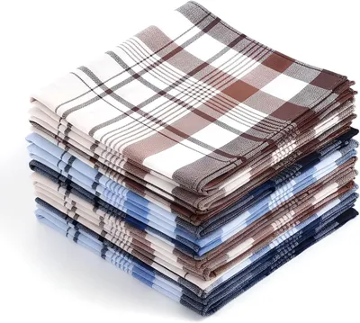 Image de Mouchoirs en tissu en 100% coton, dimensions 40 x 40 cm, lot de 12, pour les mains et le visage